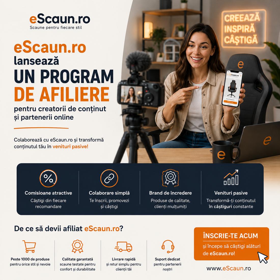 eScaun.ro lansează un program de afiliere pentru creatorii de conținut și partenerii online