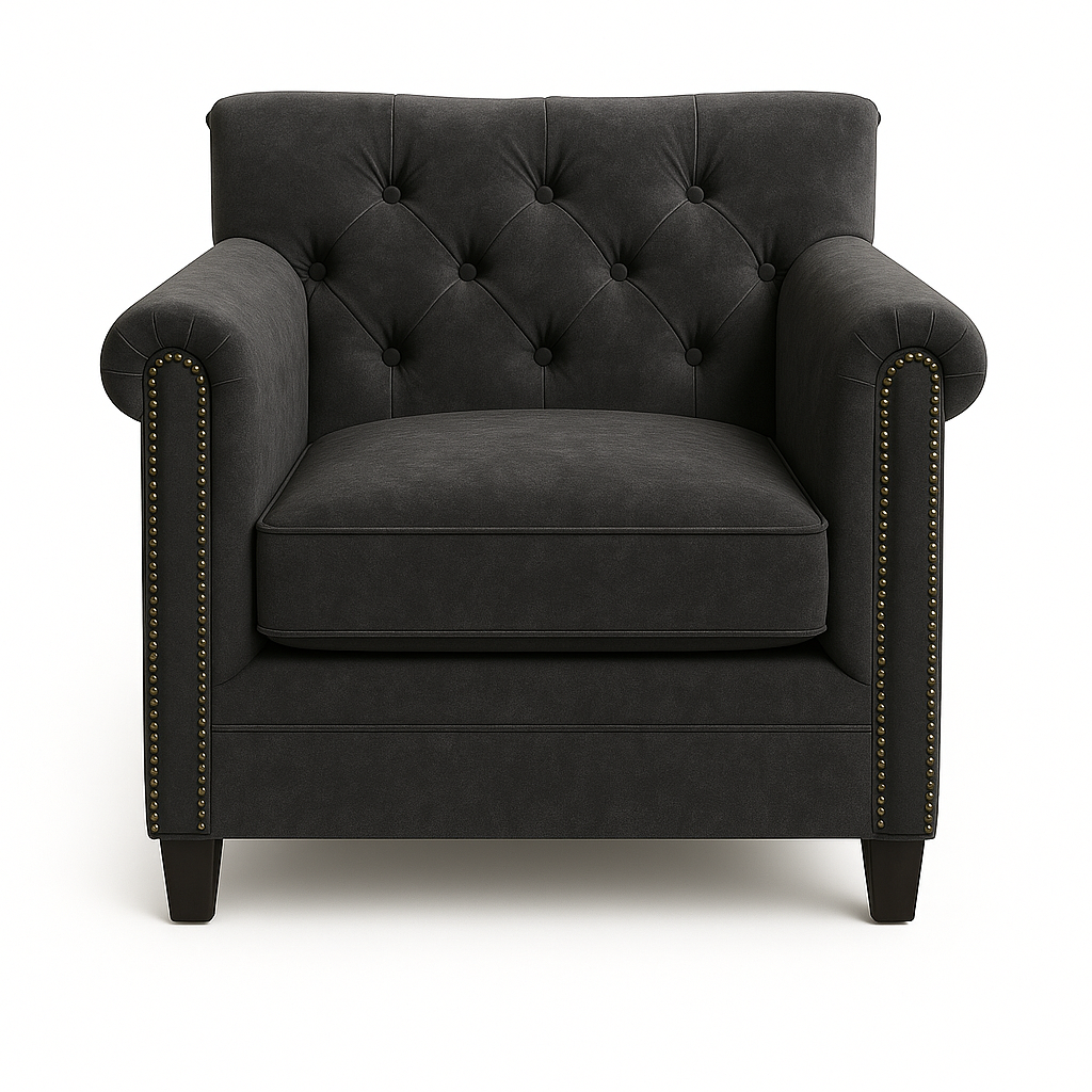 Fotoliu chesterfield TAN catifea GRI